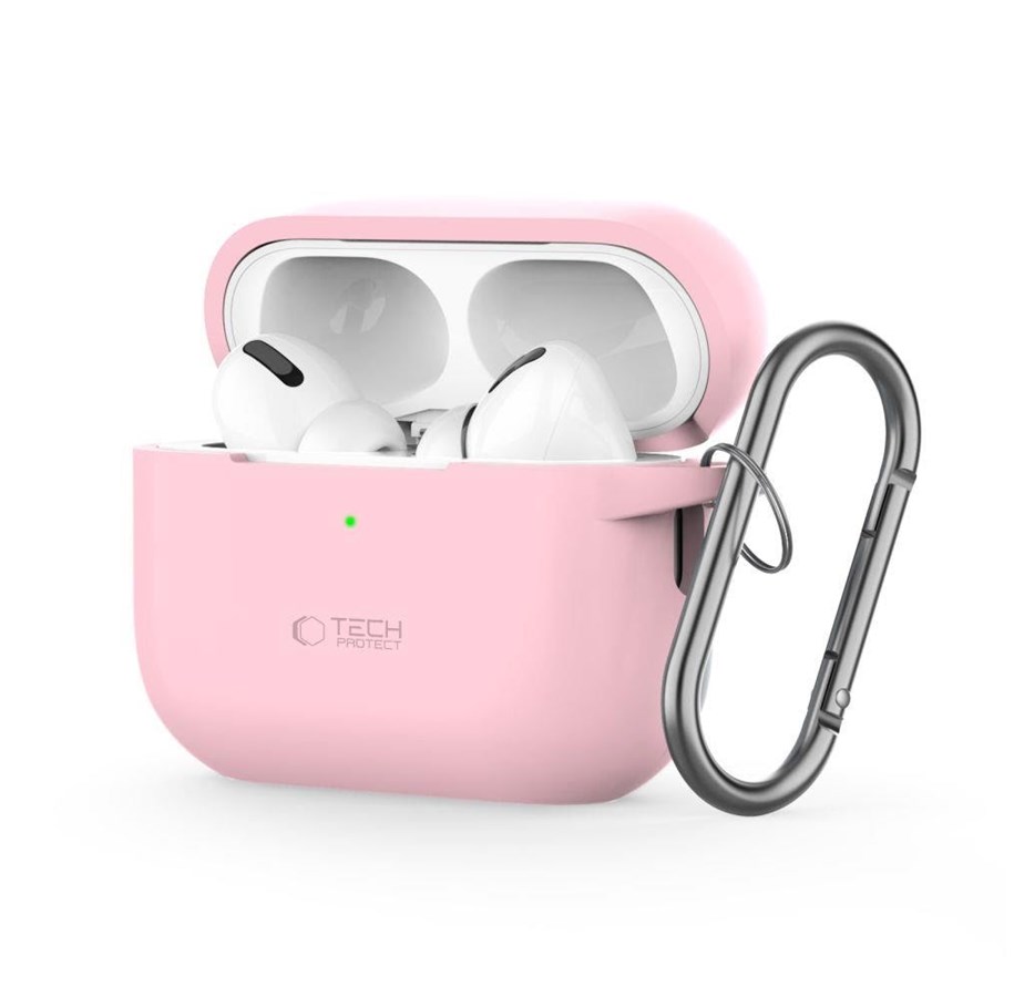 Handys - Cover & Cases - Tech-Protect Silicone Hook Case for Apple AirPods Pro 1/2 - Pink - 5906302313341