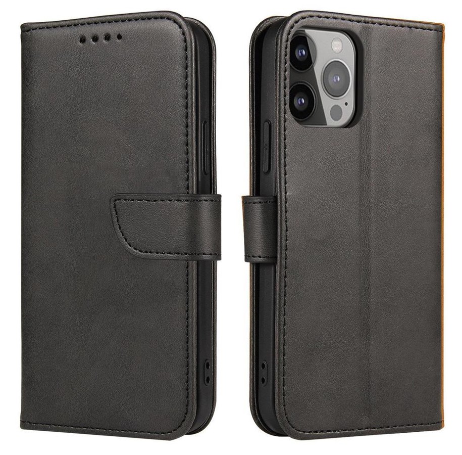 Handys - Cover & Cases - Hurtel Magnet Case for Vivo Y16 / Vivo Y02s Flip Cover Wallet Stand Black - 9145576277270