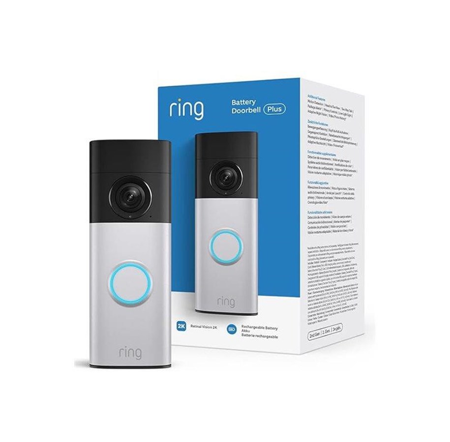 Smart-Home - Ring Battery Video Doorbell Plus - Retinal 2K - Nickel Silver - B0F6436L5P