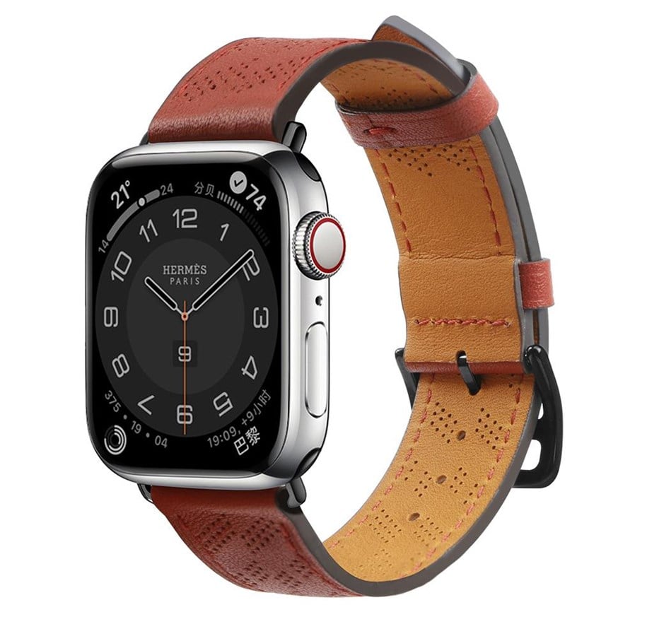 Smartwatch - Accessories - Hurtel Strap Leather for Apple Watch 38 / 40 / 41 mm Band Bracelet - Red - 9145576276273