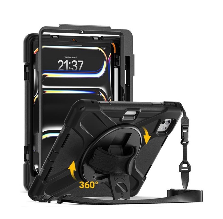Tablets - Cover & Case - CRONG Defender Plus – Rugged case iPad Pro 11" M5 (2025) / M4 (2024) - Black - CRGDPIPDP11BLK