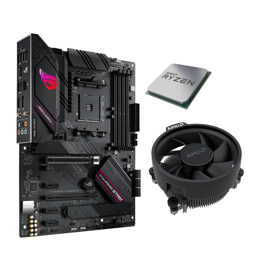 Mainboard - ASUS ROG STRIX B550-F GAMING (WI-FI) + AMD Ryzen 5 5600X & Mainboard - AMD B550 - AMD AM4 socket - DDR4 RAM - ATX - B550-FW+5600X