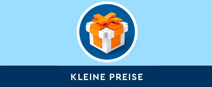 LEGO kleine Geschenke – Geschenkbox aus weißen und orangefarbenen LEGO Steinen mit Schleife