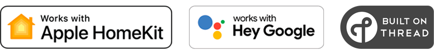 banner:  HomeKit logo, Google Assistant logo, Thread logo
