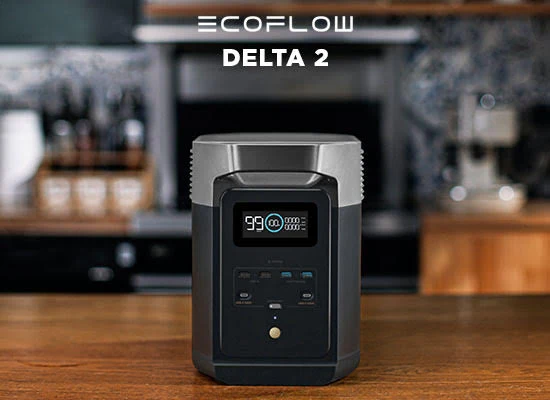 EcoFlow DELTA 2 kompakte Powerstation auf Küchentheke für den täglichen Hausgebrauch